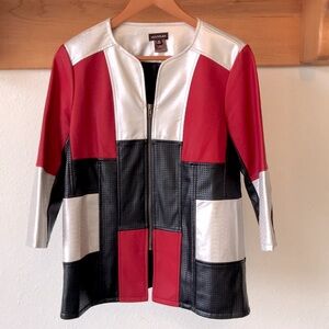 Multiples Faux Leather Dress Jacket